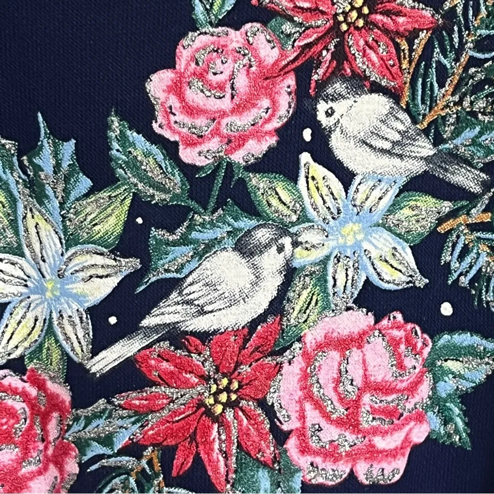 Vintage Nutcracker Brand Christmas Wreath Peace Dove Crewneck Size Medium Blue - Image 6