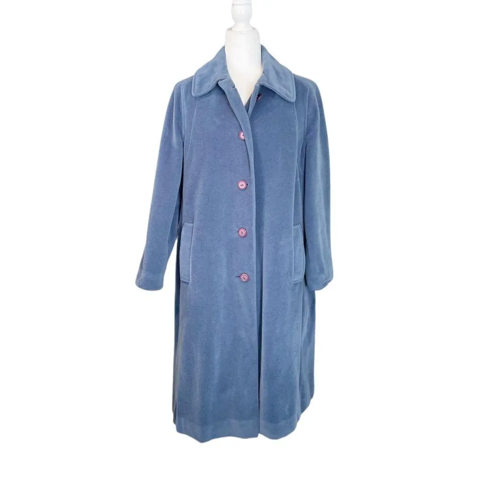 Vintage Lorendale by Bromleigh Long Blue Overcoat ILGWU Blue Size L - Image 5