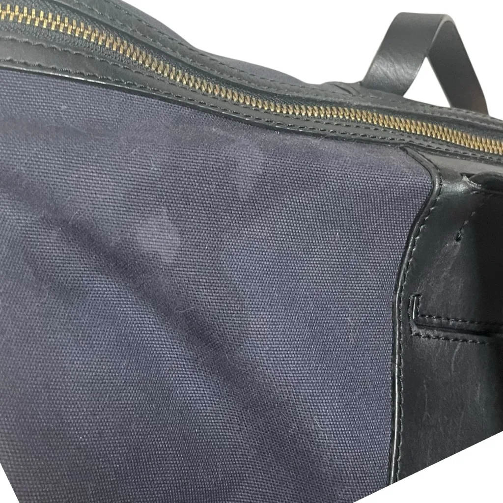 Cuyana Le Sud Weekender Bag Navy Canvas Black Leather Large Travel Tote - Image 10