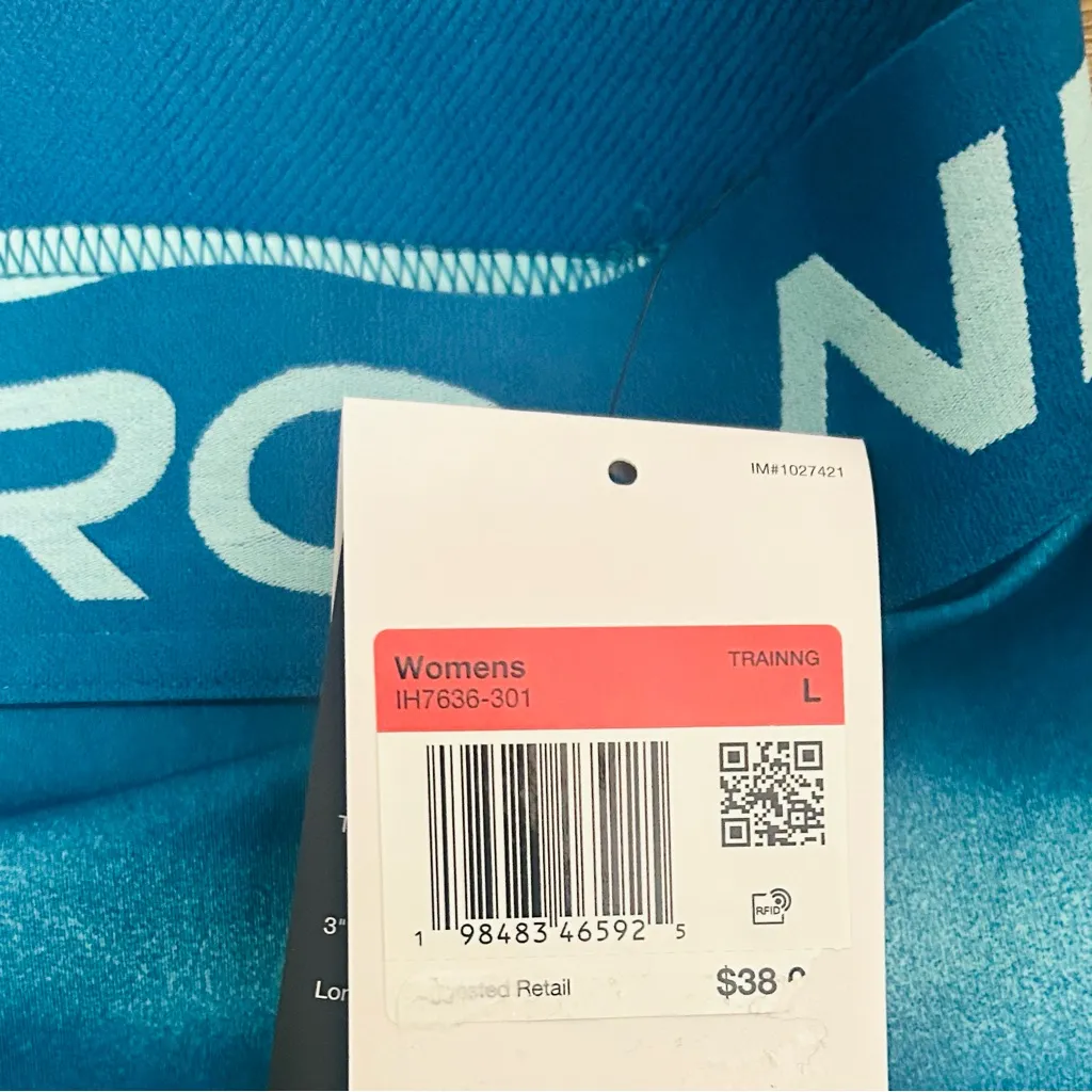 Nike Pro 3" Spandex Shorts Bundle L Women’s Peach Pink and Blue Printed NWT - Image 2