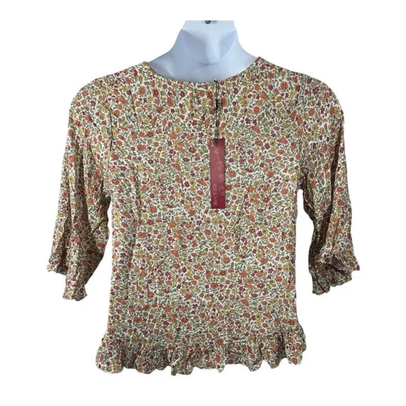 Rose & Thyme Cottage Floral Boho Blouse NWT Size Medium - Image 8