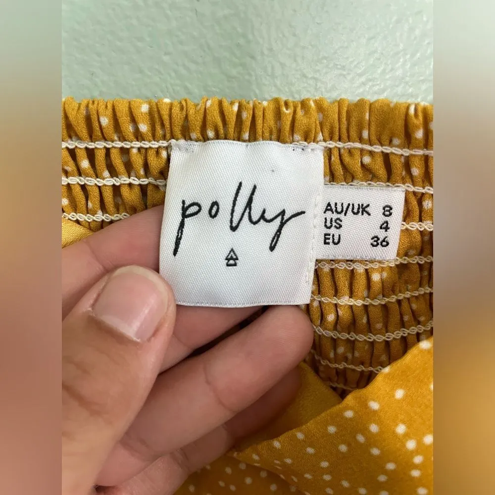 Princess Polly Yellow Polka Dot Skinny Strap Bra Cropped Top SZ 4 - Image 4