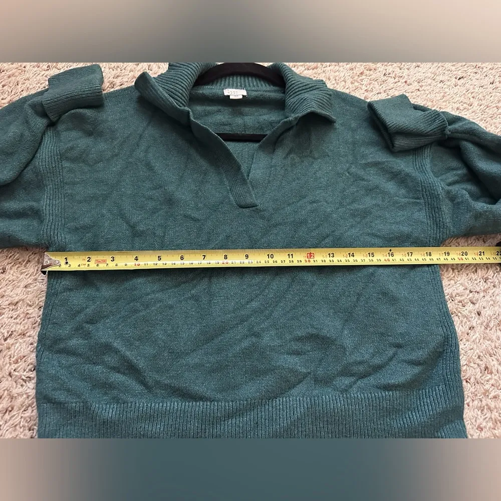 A New Day Women's Collared Split Neck Pullover Teal Sweater Size XS Cropped Top - Image 6