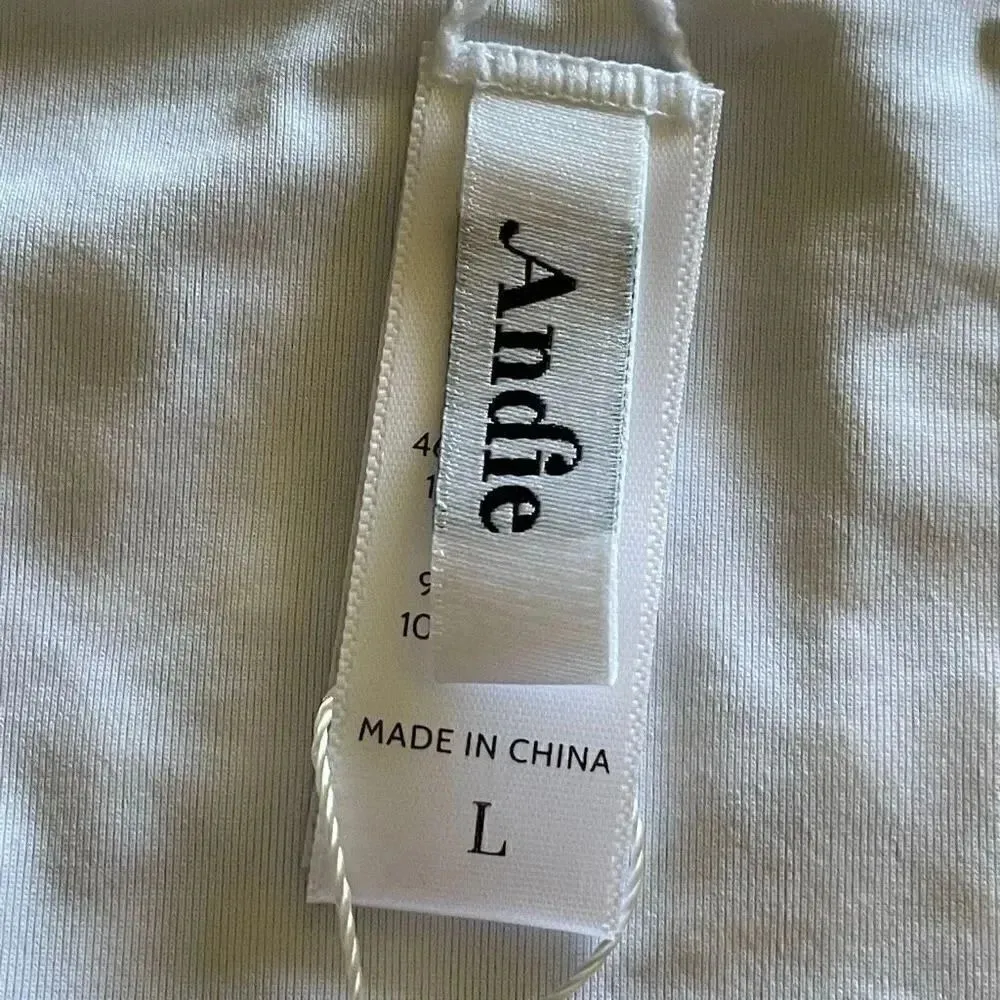 Andie Swim The String
Bottom Pool Gingham White Blue Sz L #1447 - Image 7