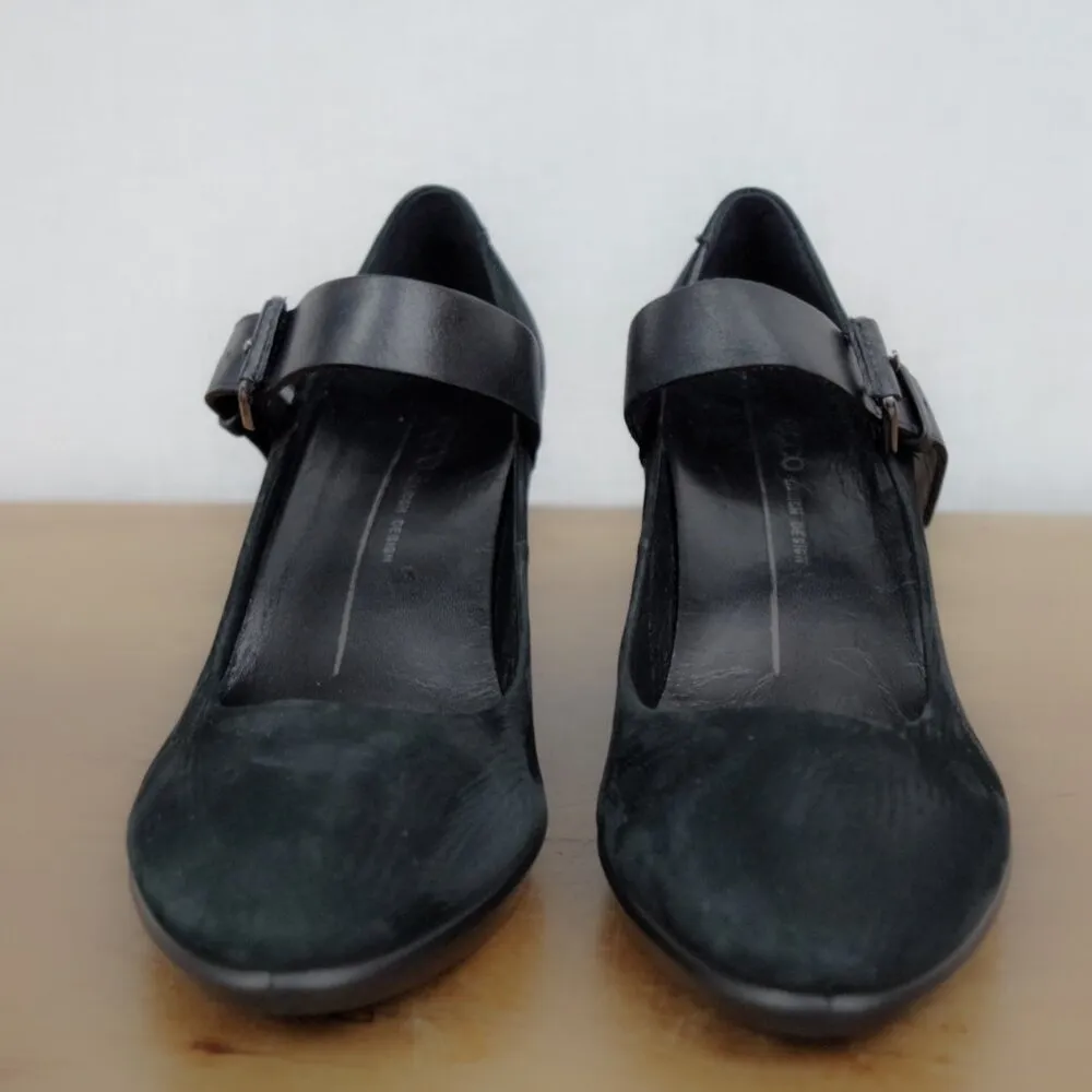 Ecco Shape 55 Black Nubuck Leather Mary Jane Heels Size 38 - Image 9
