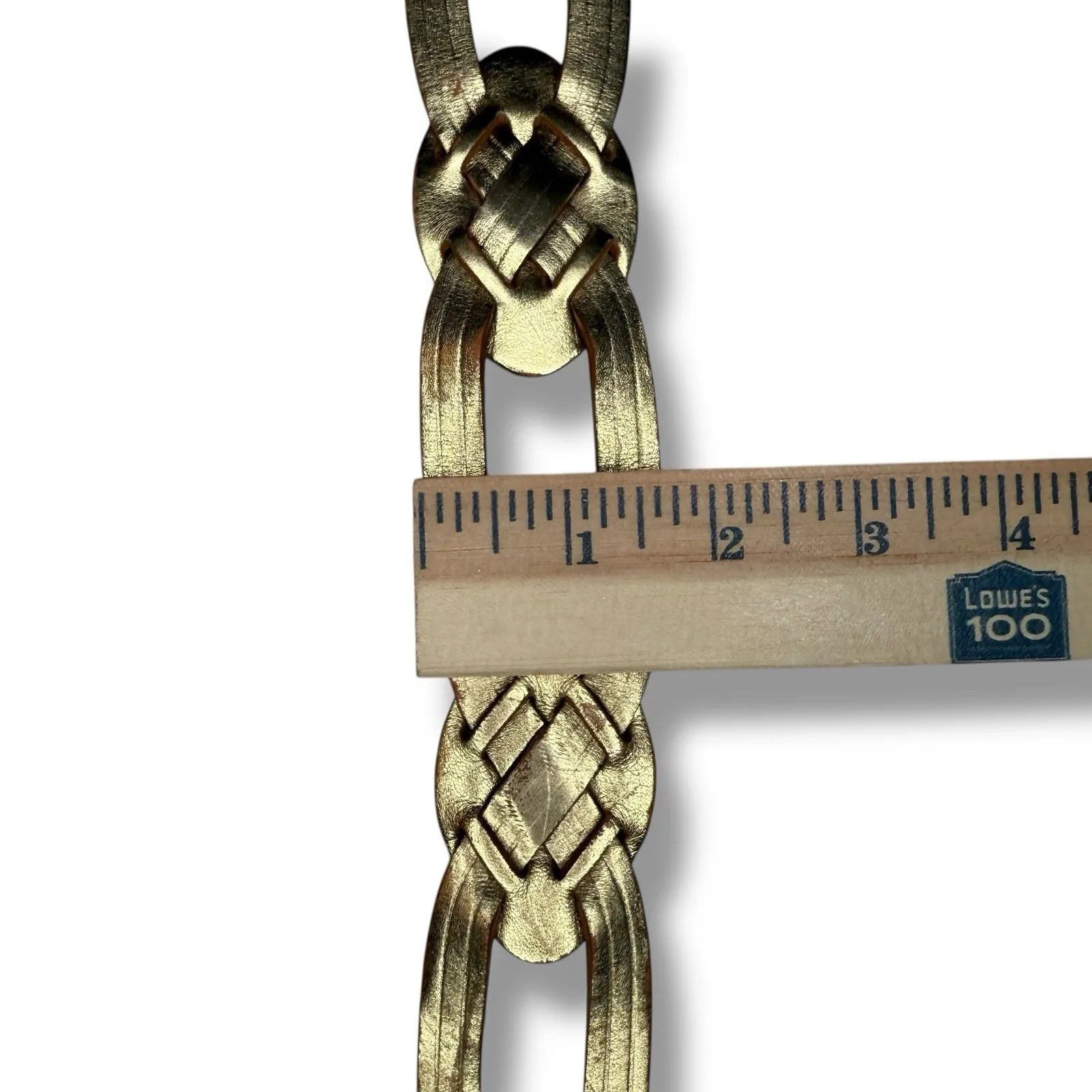 LRL Ralph Lauren Leather Belt Small 1.5" Gold Woven Braided Distressed Vintage - Image 12