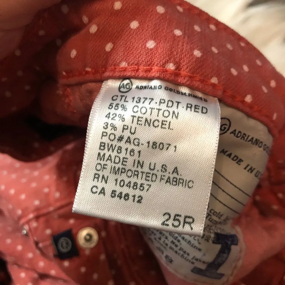 AG Adriano Goldschmied Pot Red Polka Dot Jeans - Image 6