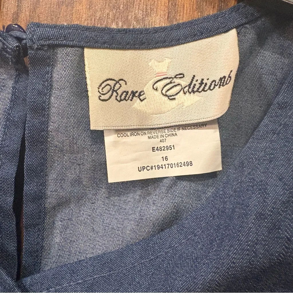 NWT Rare Editions Chambray Blue Ruffle Dress $64 kid sz 16 OR wmn size 0 - Image 4