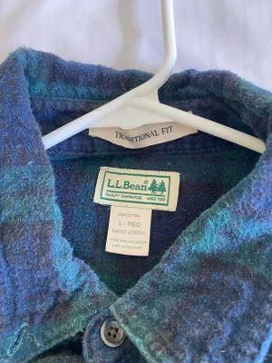 L.L.Bean Green/ Blue oversized Flannel - Image 4
