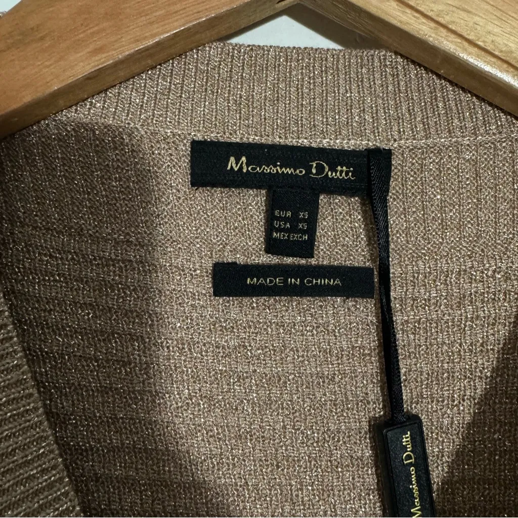 NWT Massimo Dutti Pullover Sweater Gold Metallic Long Sleeve Women 5629 Size XS - Image 5