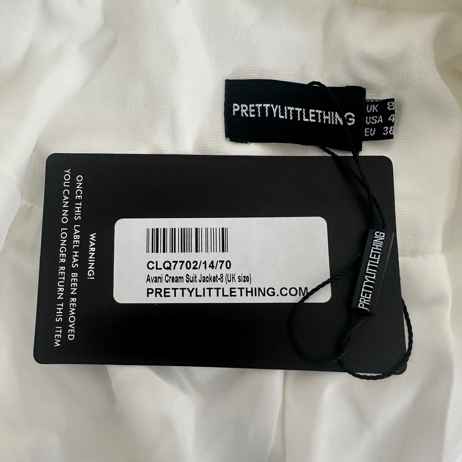 New PRETTYLITTLETHING White Cream Shawl Collar Blazer Jacket Suit‎ Womens 4 - Image 7