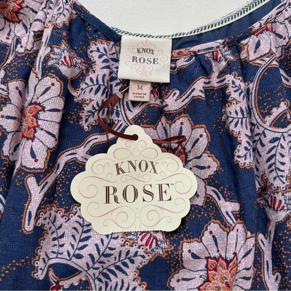 Knox Rose Dress Blue Purple Floral Flutter Sleeve Tiered A-Line Maxi Medium NEW - Image 3