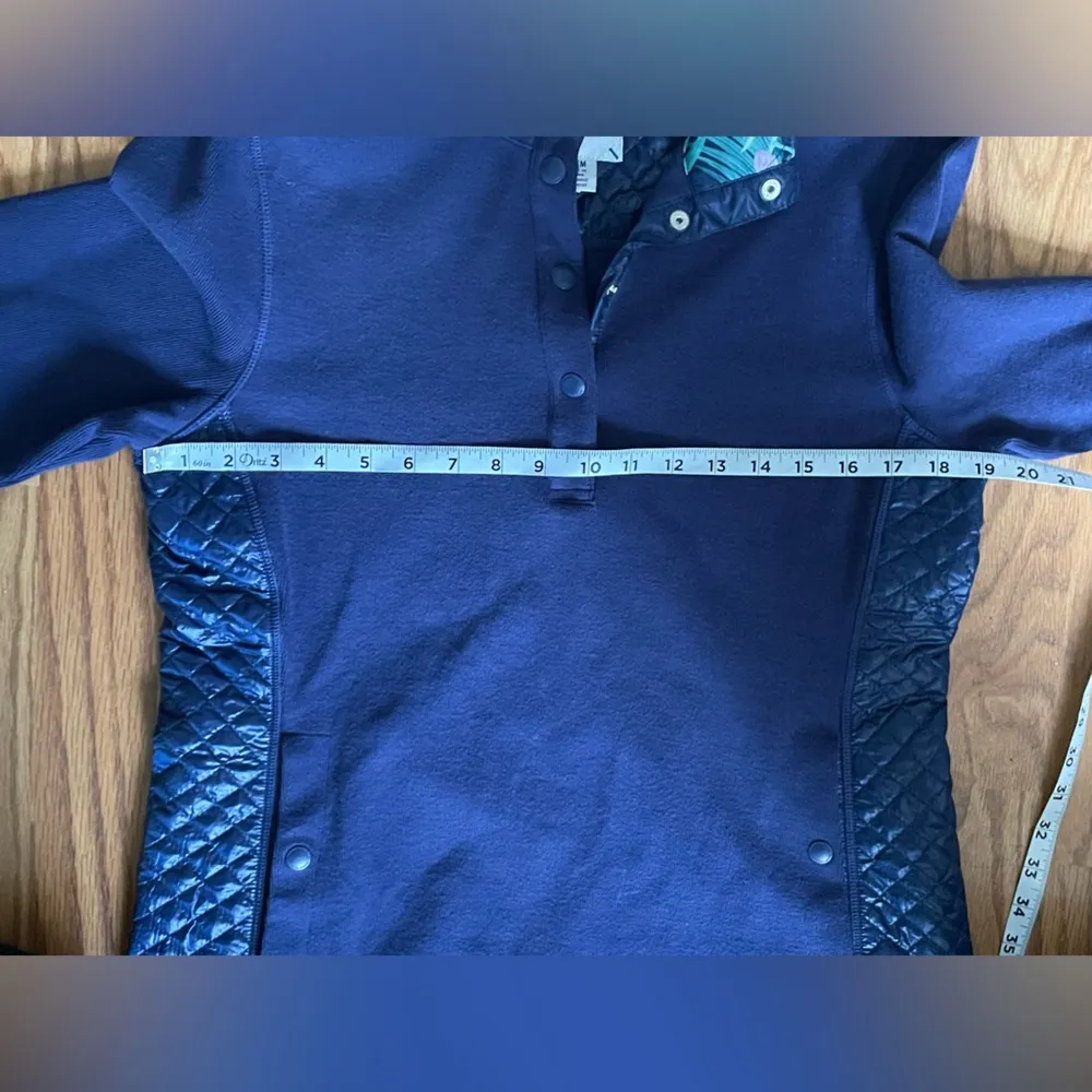 Blue Aruba Half Snap Quilted Pullover Sweatshirt With Floral Collar - Image 8