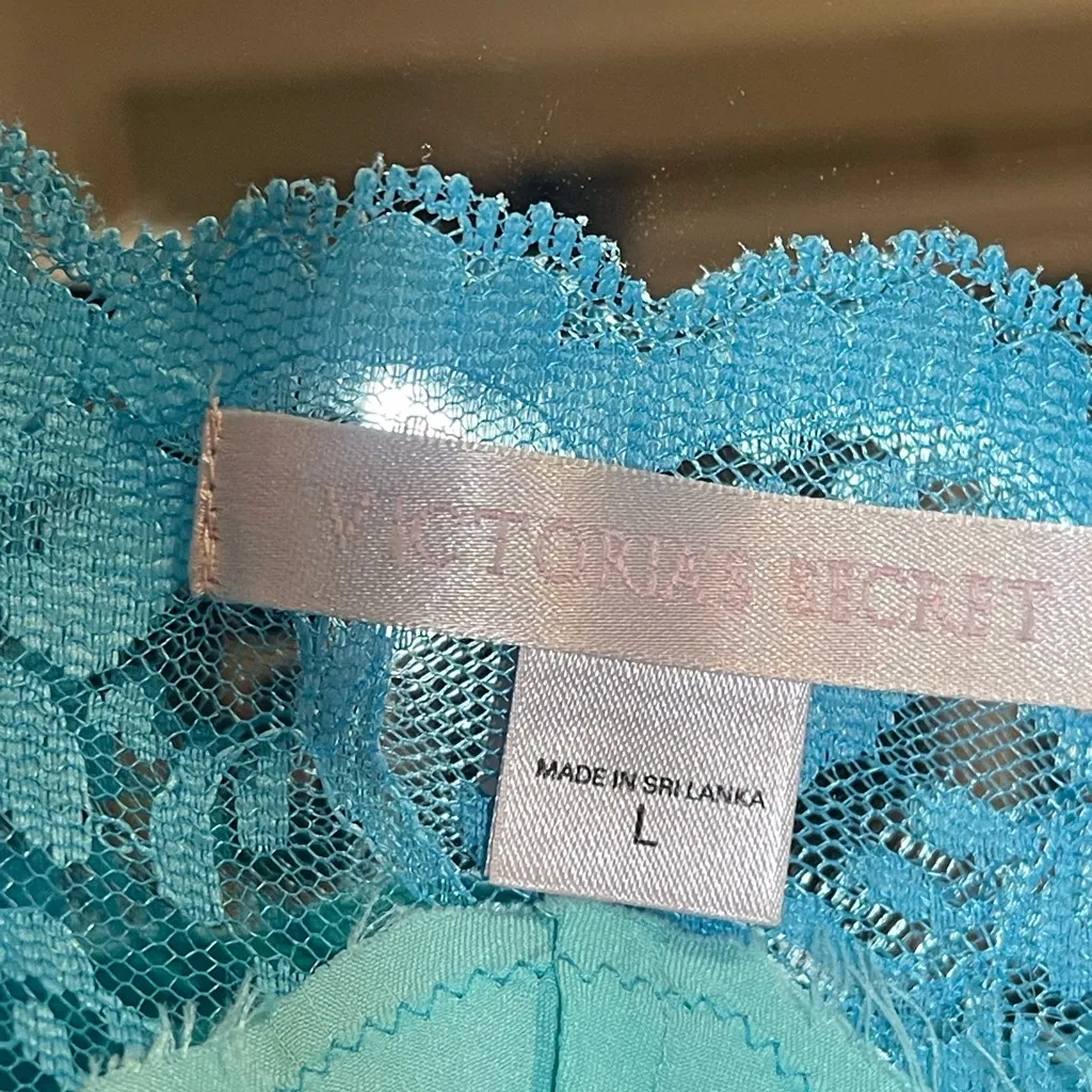 Victoria's Secret Lace Slip Turquoise Lace with Bows Nightie Coquette Feminine - Image 7