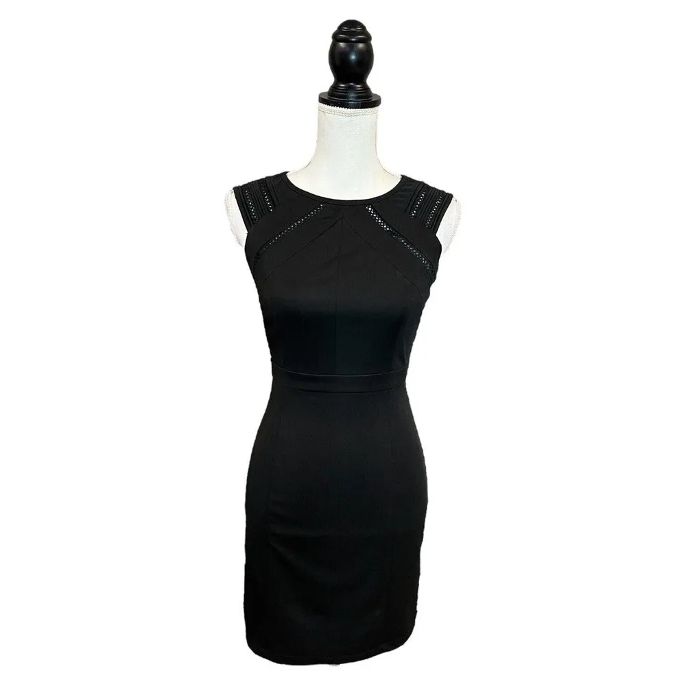 Nikibiki Womens Small Career Dress Sheath Sleeveless Round Neck LBD Black - Image 11