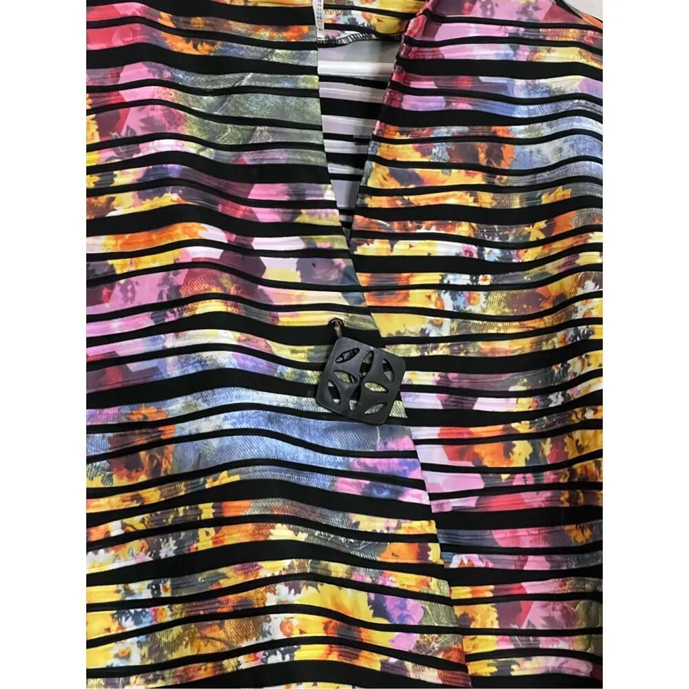 Joseph Ribkoff Ladies Asymmetrical One Button Swing Jacket Blue Multi 12 - Image 2