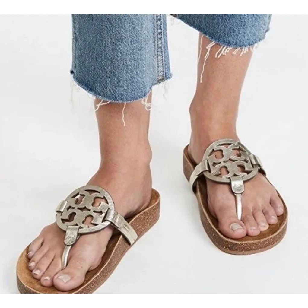 Tory Burch Miller Cloud Sandals Womens Size 6 Spark Gold With Medallion - Image 2