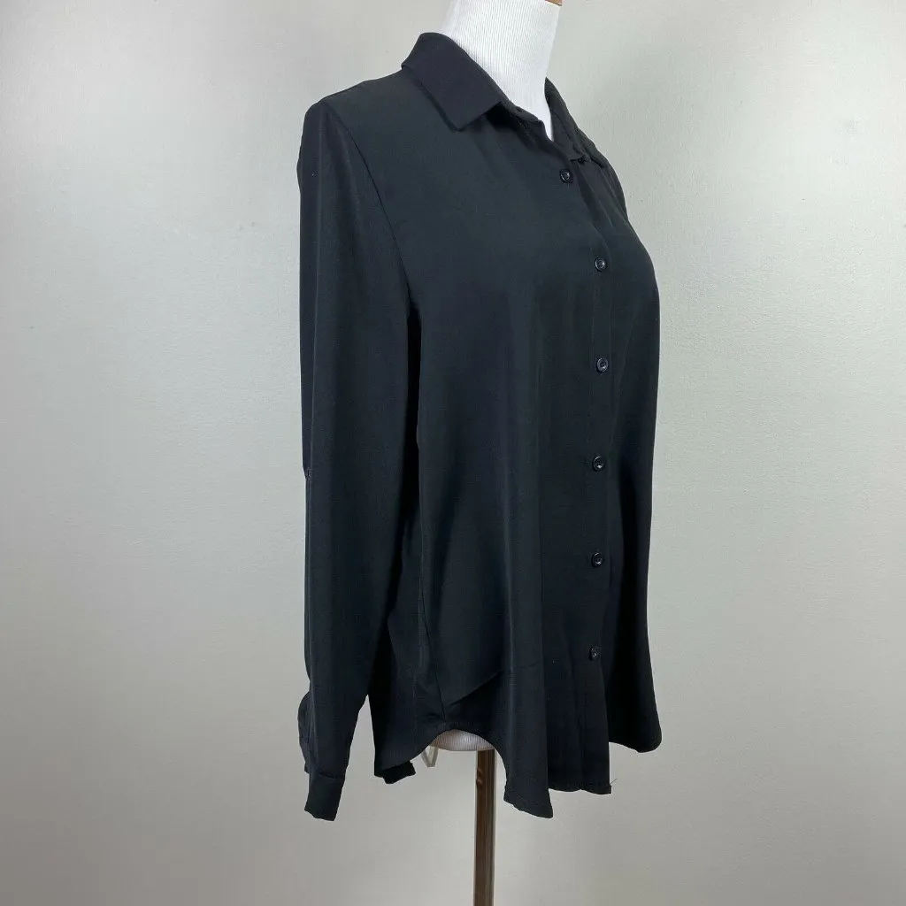 Misslook Blouse Womens XL Black Long Tab 3/4 Sleeve Button Up Top Office New NWT - Image 4