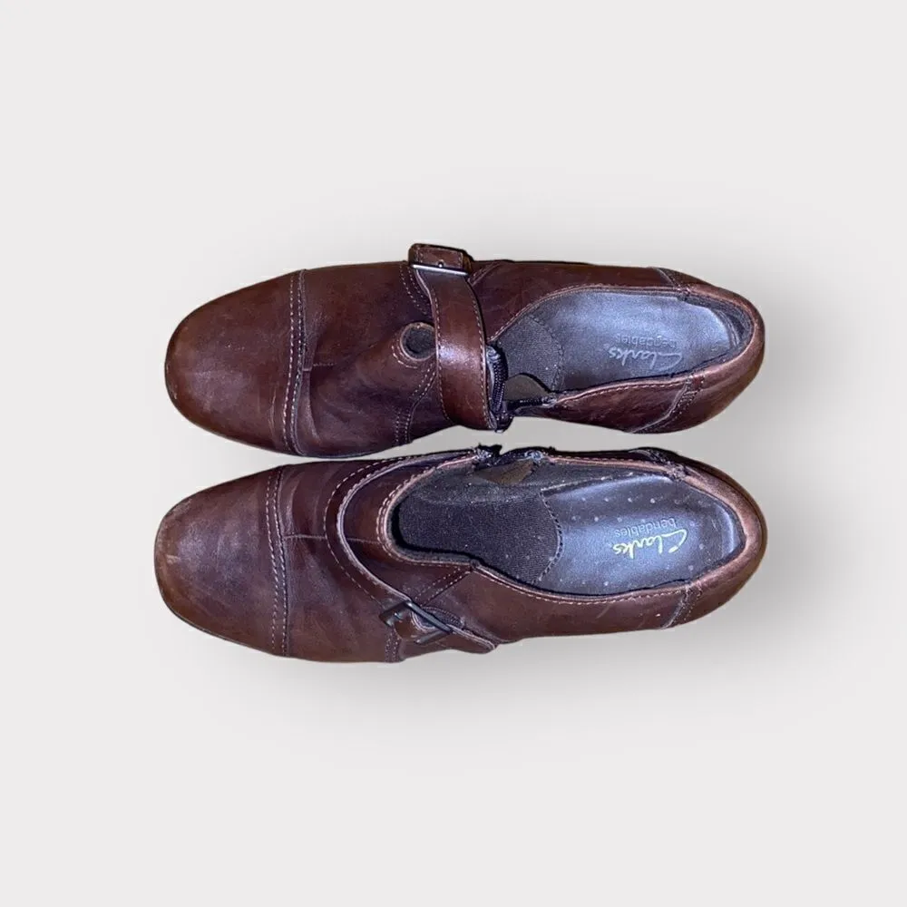 Clarks Brown Leather Shoes Size 7 M - Image 3