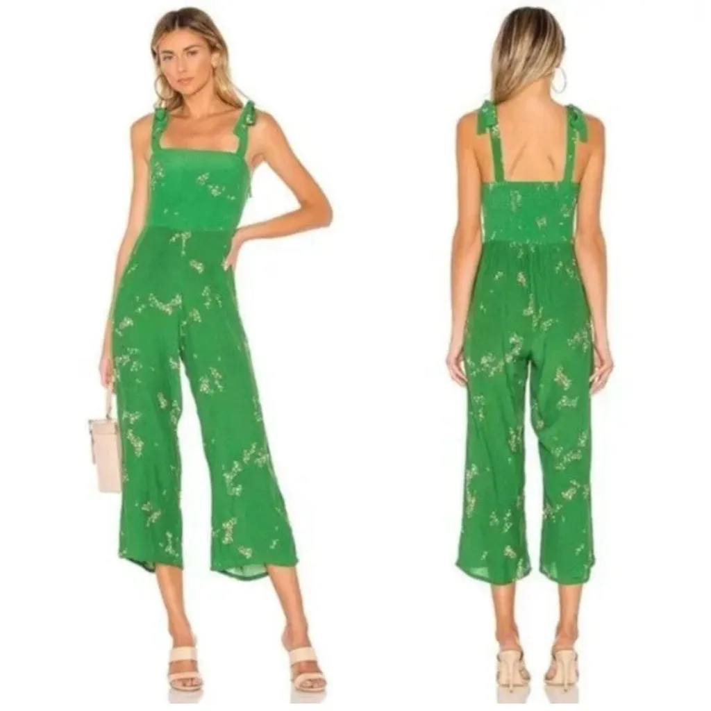 Faithfull the Brand Elsa Shoulder Tie Jumpsuit in Myrtille Green Floral Medium 6 - Image 2