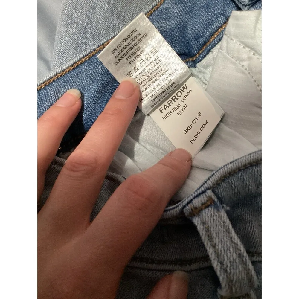 DL1961 Farrow High Rise Skinny Ankle Metallic Klein Denim Jeans 25 - Image 5