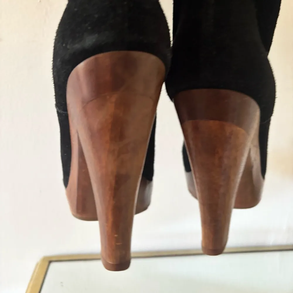 Michael Kors Tall Suede Sz 8.5 Platform Wooden Heel Women's Boots - Image 8