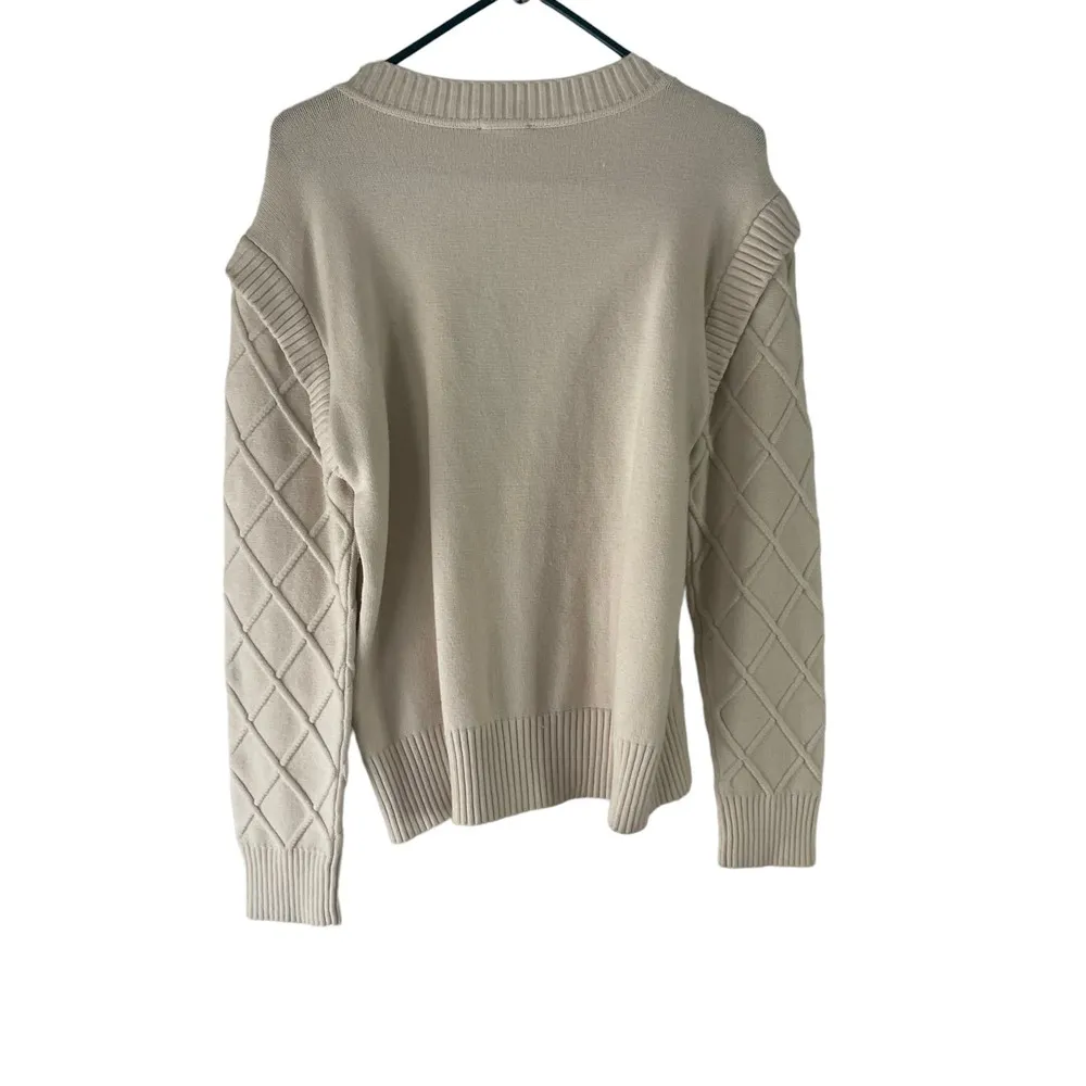 Raya Women's Size Large Cream Chunky Knit‎ Sweater - Image 5