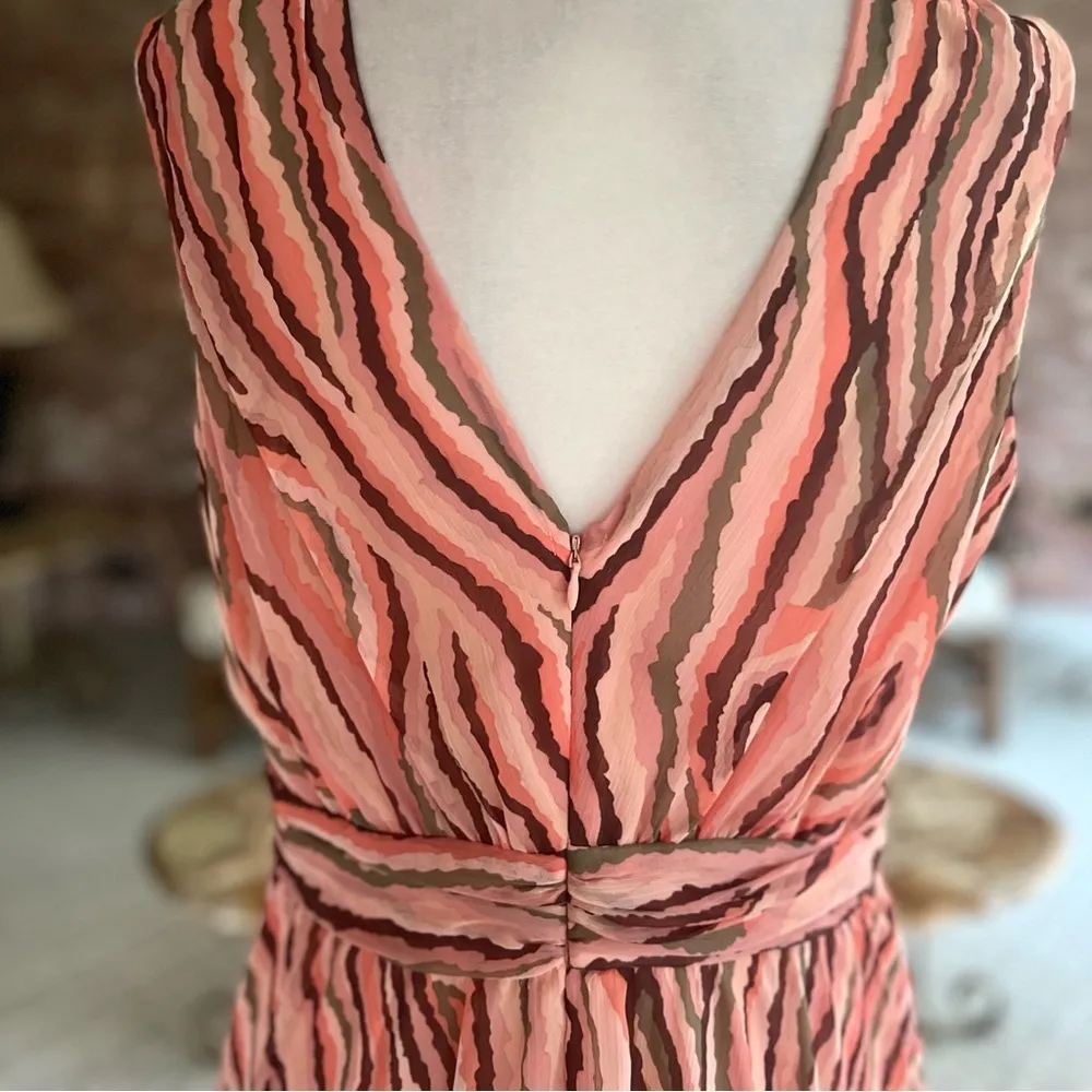 Bar III Dress Striped Tiered Hem Animal Print Coral Sleeveless 10 Cocktail Mini - Image 11