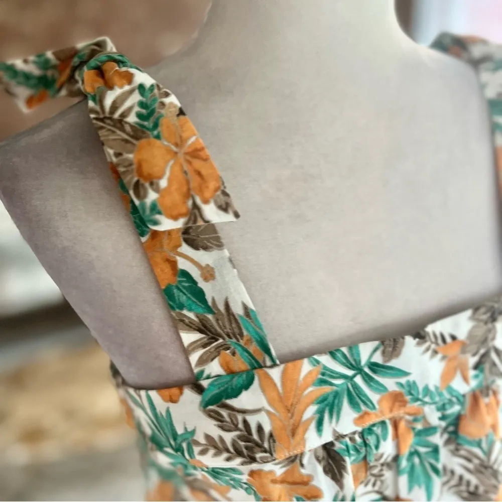 NWT Skies Are Blue Tank Top Floral Green Orange Tropical Sleeveless S Vacation - Image 5