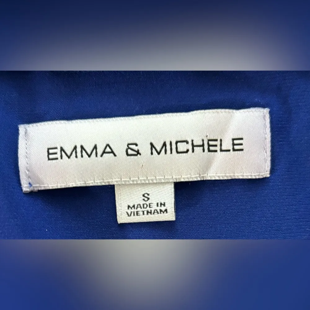 NWT Emma & Michele Blue Belted Roll Tab Sleeve Dress - Image 8