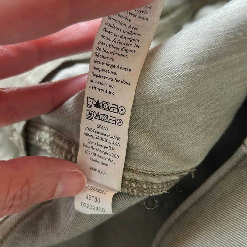 Spanx Stretch Twill Straight Leg Pants Olive Oil Green Pull On Women Size Medium - Image 11