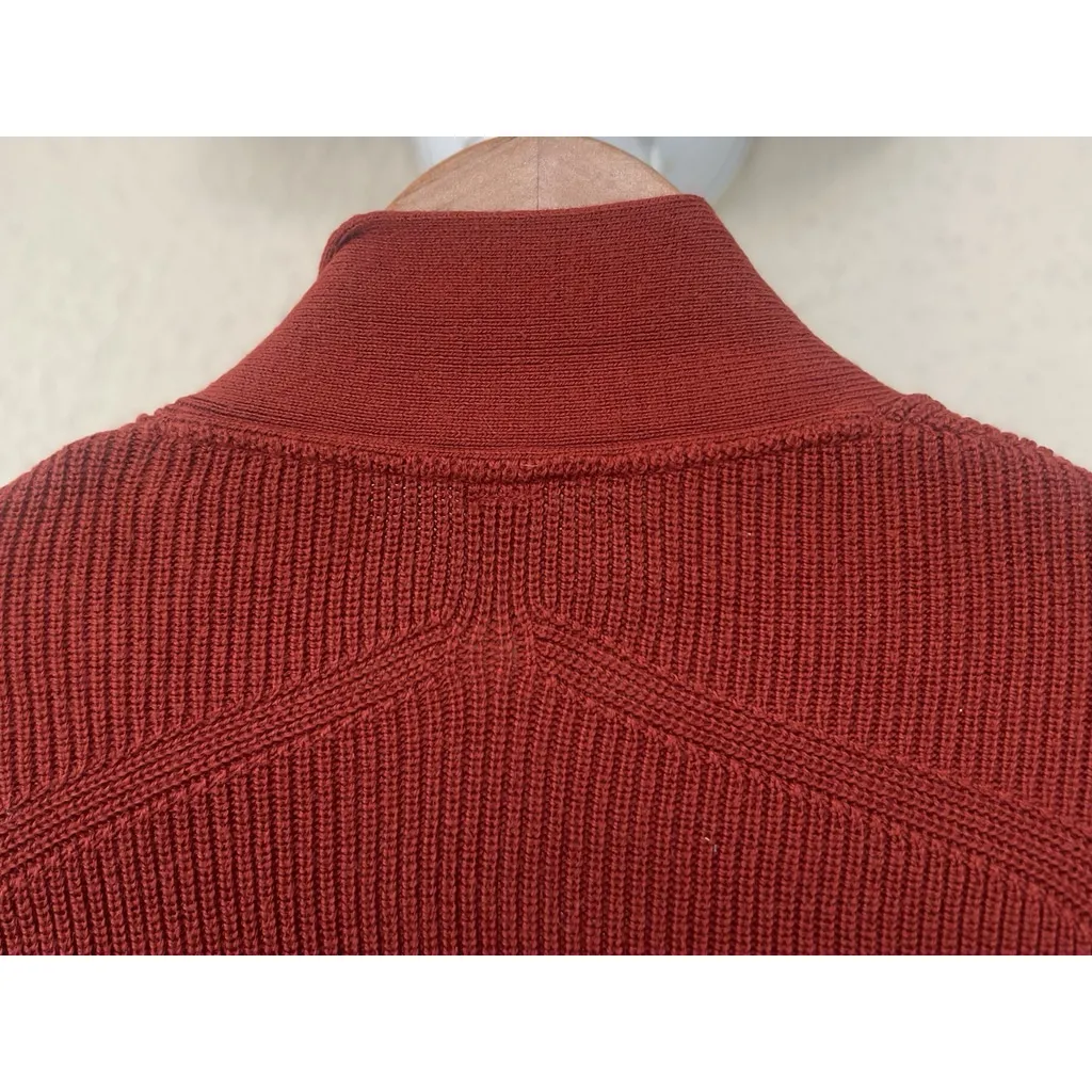 Lululemon Merino Wool Ribbed Long Wrap Sweater Cardigan Cayenne 8 Thick Layer Red - Image 5