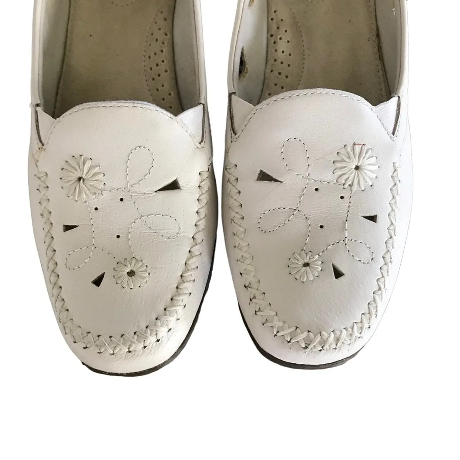 DR. SCHOLL'S CutOut Leather Loafers Women 7.5M Balance VTG Everyday Boho Retro Size 7.5 - Image 4