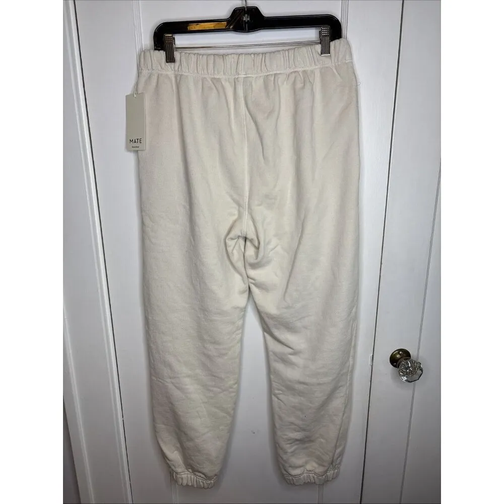 Mate the Label Organic Fleece Relaxed Pocket Sweatpant Bone Large $128 - Image 9