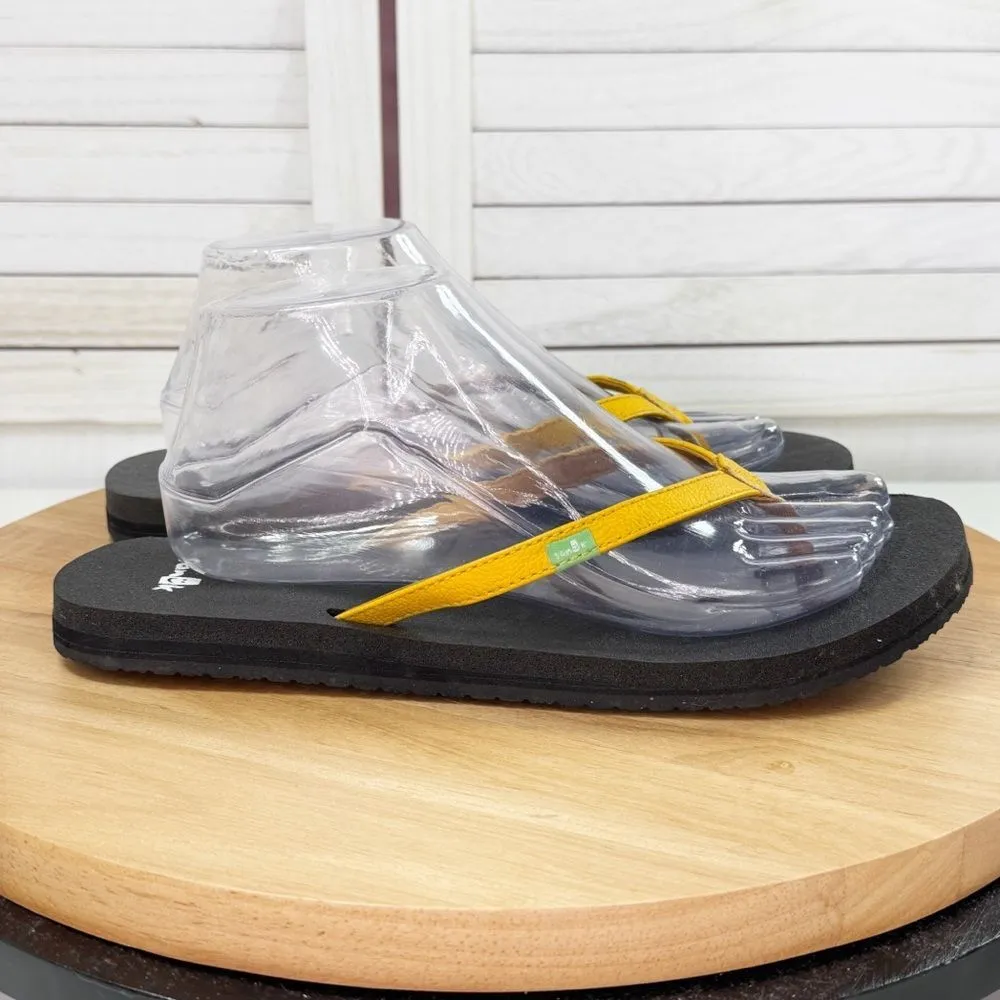 Sanuk Yoga‎ Joy II Flip Flop Sandals Yellow Black Women Size 9 - Image 2