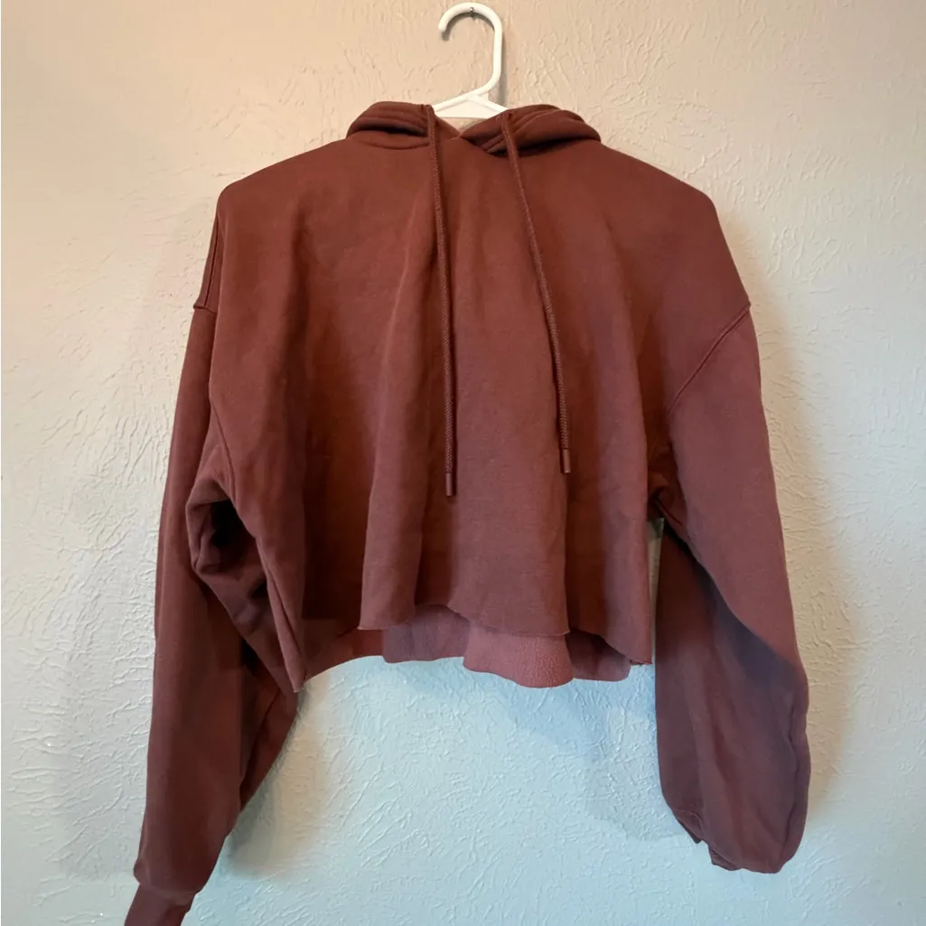Fabletics Chocolate Brown Cropped Hoodie - Image 2