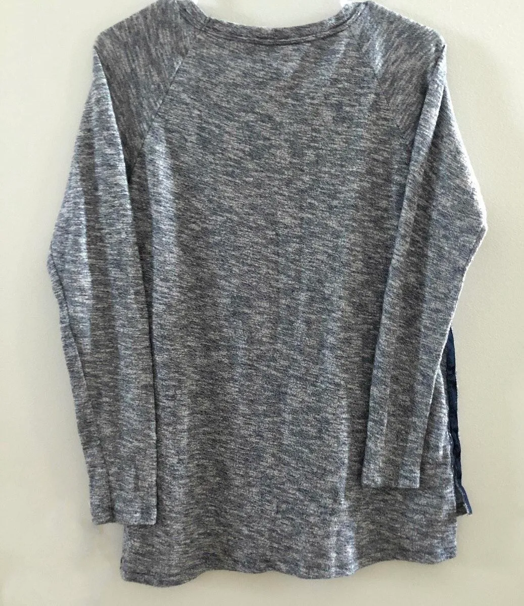 Marled High low Slit Sweater Blue Small - Image 2