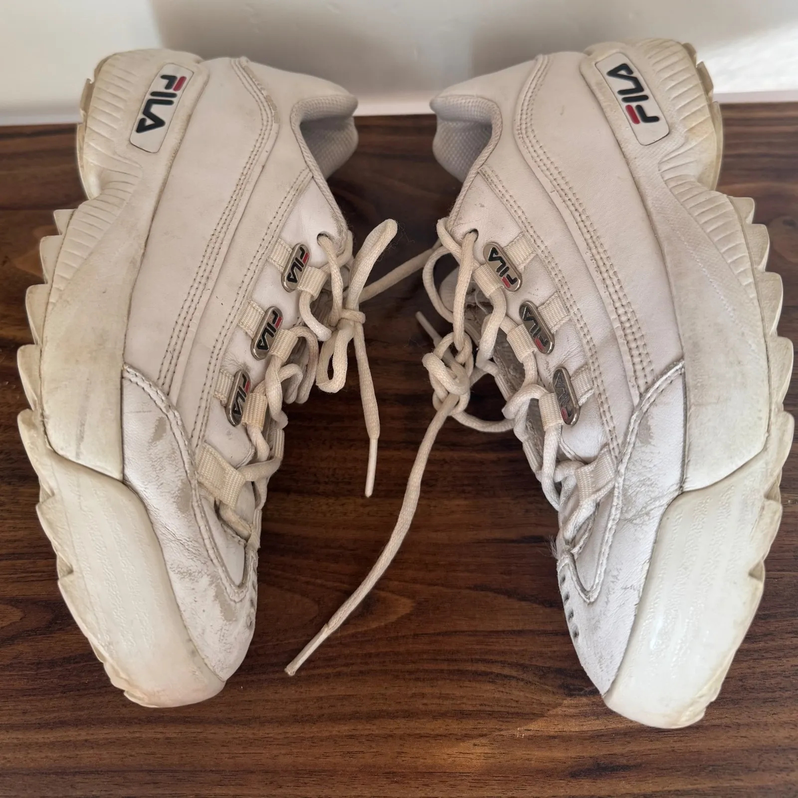 Y2K Vintage Fila 2002 Womens White Chunky Leather Lace up Sneaker sz 7 90s - Image 7
