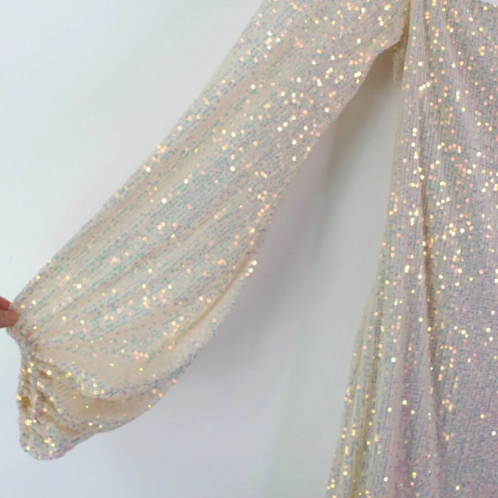 Lucy In the Sky Shantelle Sequin Long Sleeve Mini Dress in Champagne Size M‎ - Image 4