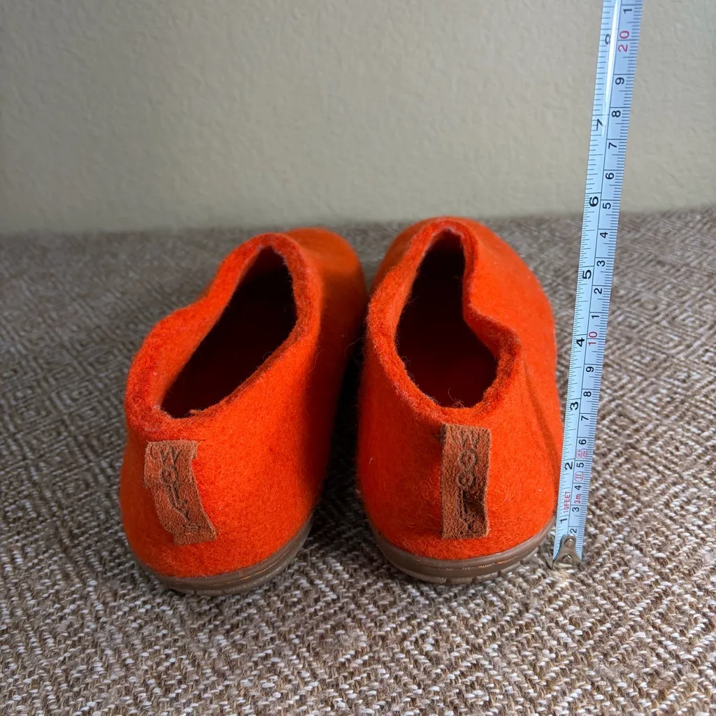 Woollyes Handmade 100% Wool felted Slipper In Orange Sz 42 Durable Comfort Cozy - Image 10