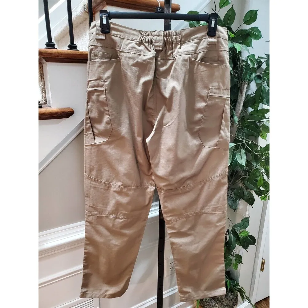 Rico Nine Cream Polyester Pull On Mid Rise Straight Legs Military Cargo Pant L Size L - Image 5
