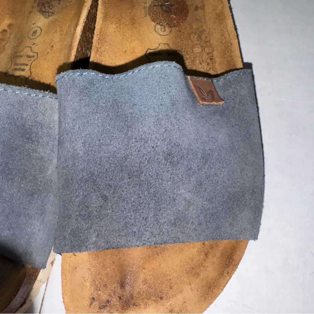 Biostep Blue Suede Leather Slide Slip On Cork Footbed Size 8 Comfort Casual - Image 7