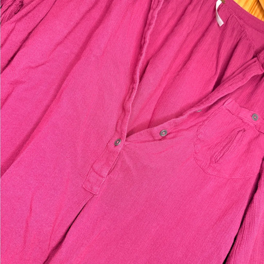 Free People Berry Purple Boho Blouse | Flowy Button Front Top | Size M - Image 3