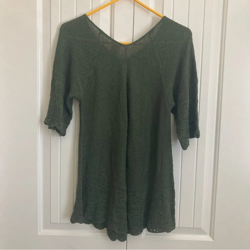 Vintage Faded Glory Womens Knit Sweater L Hunter Green Light Weight 100% Acrylic - Image 9