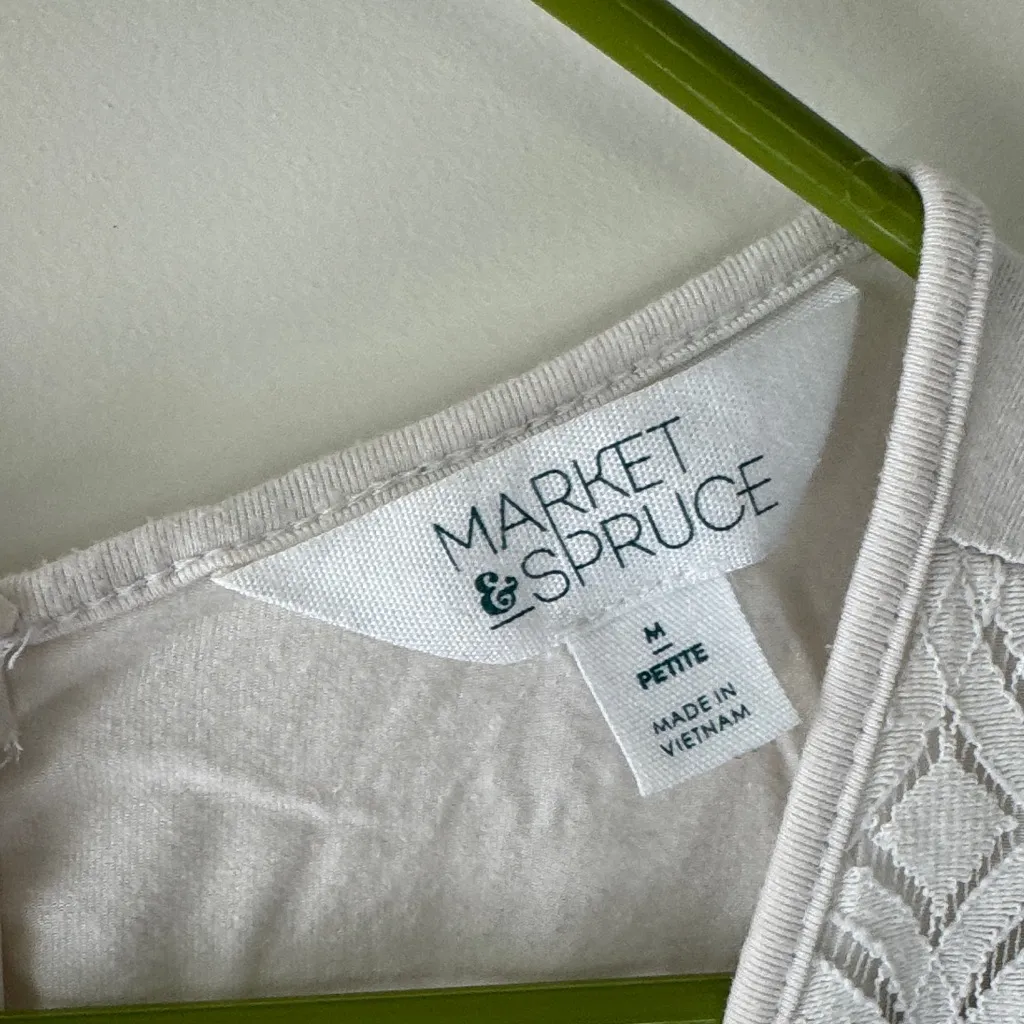 Market & Spruce Ivory Patterned Short Sleeve Top / M18 - Image 3