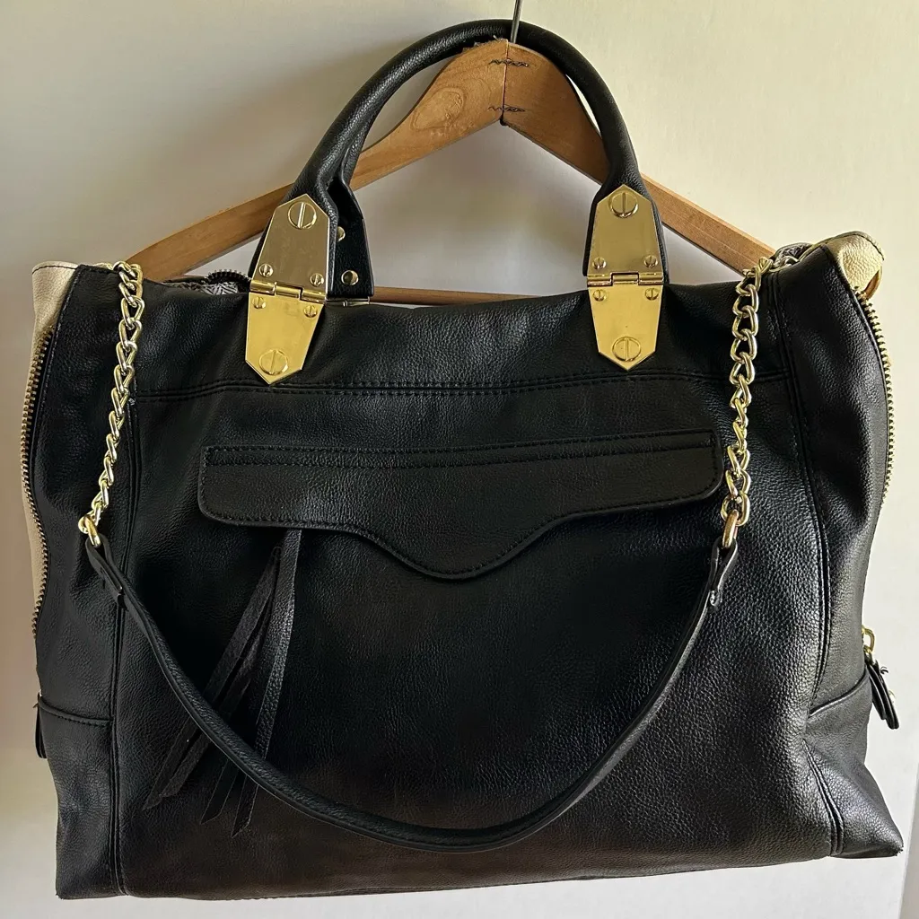 Steve Madden large black handbag tote with goldtone hardware and‎ double straps - Image 7
