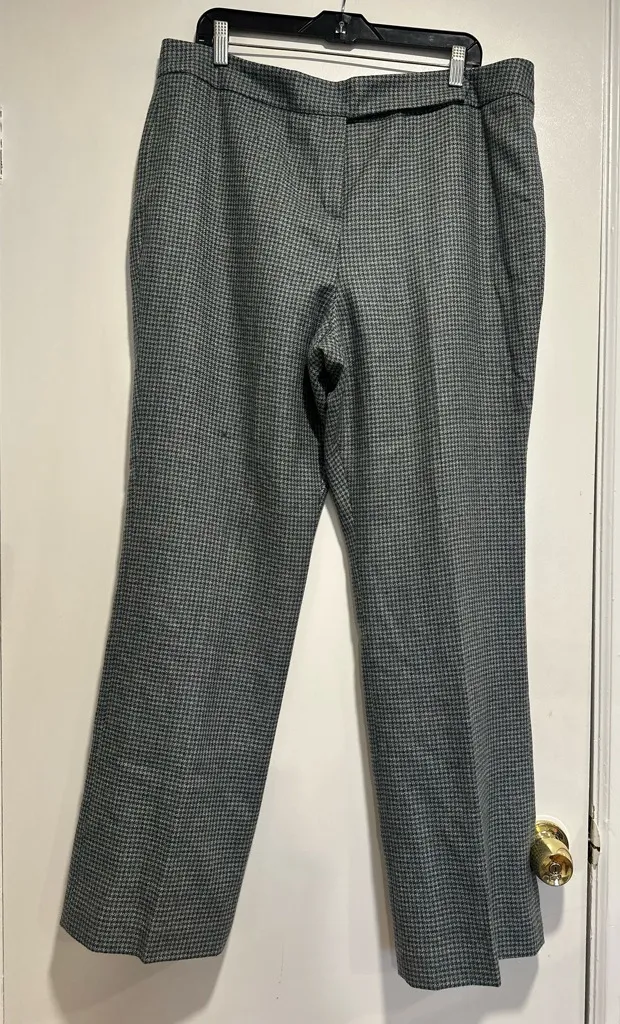 Vintage Signature Larry Levine Sz: 18 Wool Houndstooth Flat Front Pant. Lined. - Image 1