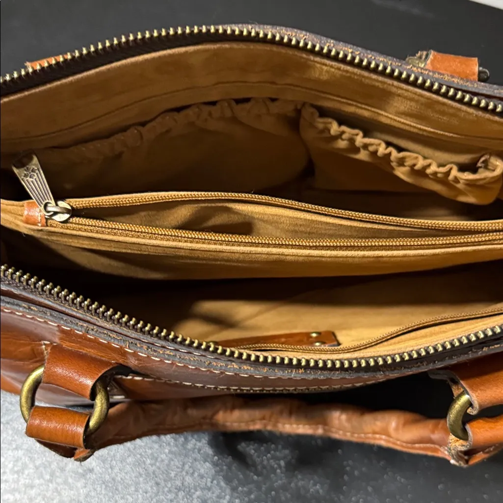 Patricia Nash Cognac Leather Satchel - Image 5
