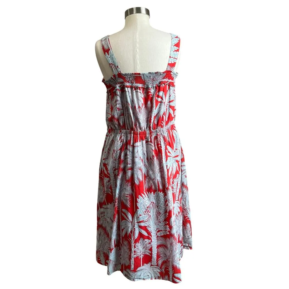 Talbots Red Summer Oasis Plam Voile Fit & Flare Dress Size 12 - Image 2