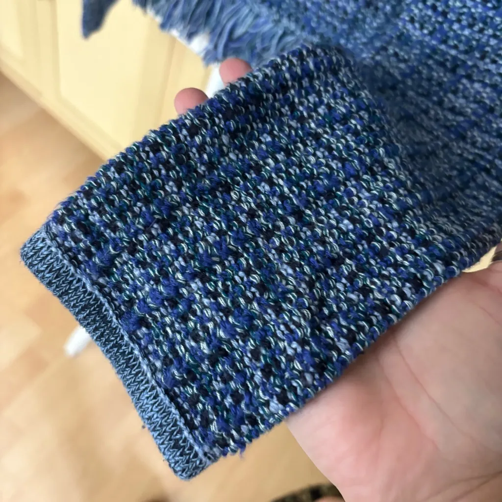 LILLY PULITZER Blue Tweed Fringe Jacket Size Medium - Image 4